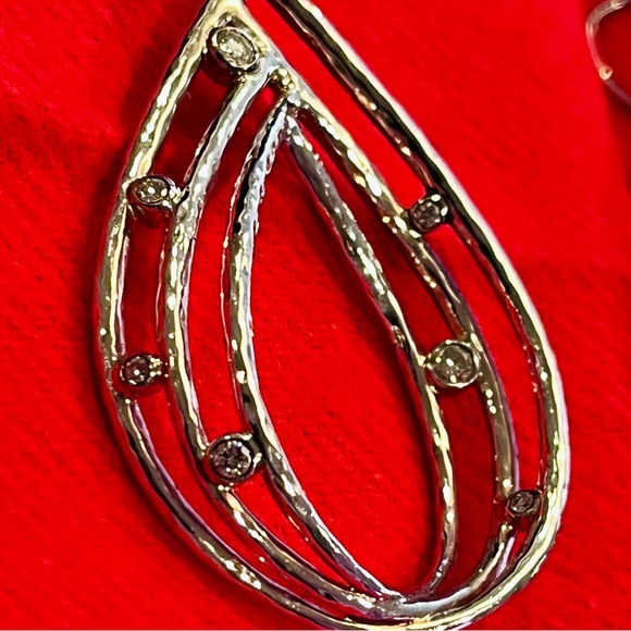 IPPOLITA BEZEL SET DIAMOND & Hammered Sterling Pear shape Drop Earrings - Picture 2 of 13